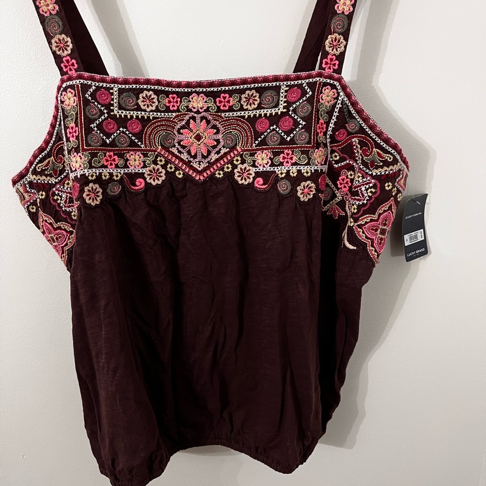 XL Lucky Brand Floral Embroidered Tank Top